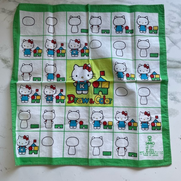 Vintage Sanrio Japan Hello Kitty Handkerchief 1976 - Picture 1 of 6